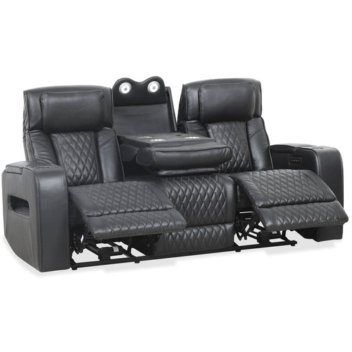 Levoluxe Sofa Black Colton 78" Leather Match Power Reclining 3 Seater Sofa with 2 Power Headrests, Cupholders, Storage and Drop Down Tray - Available in 2 Colours