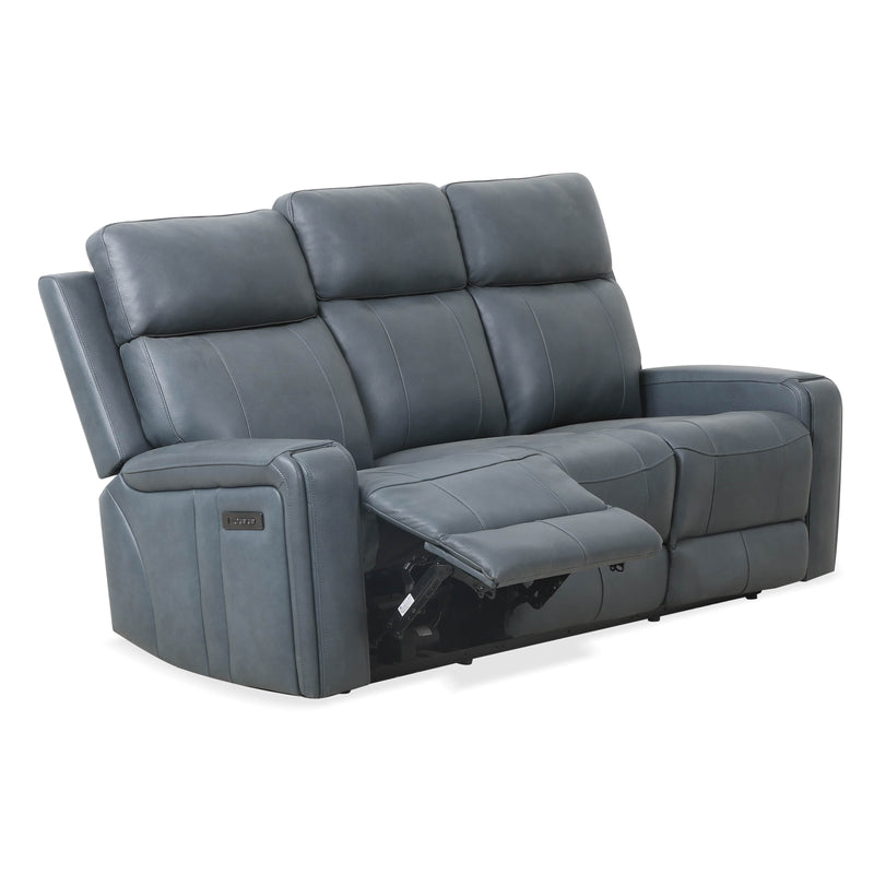 Levoluxe Sofa Blue Cavron 78" Leather Match Power Reclining 3 Seater Sofa with Power Headrests - Available in 2 Colours