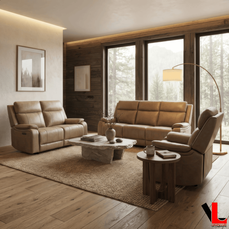 Levoluxe Sofa Brindle 83.5" Leather Match Power Reclining 3 Seater Sofa - Available in 2 Colours