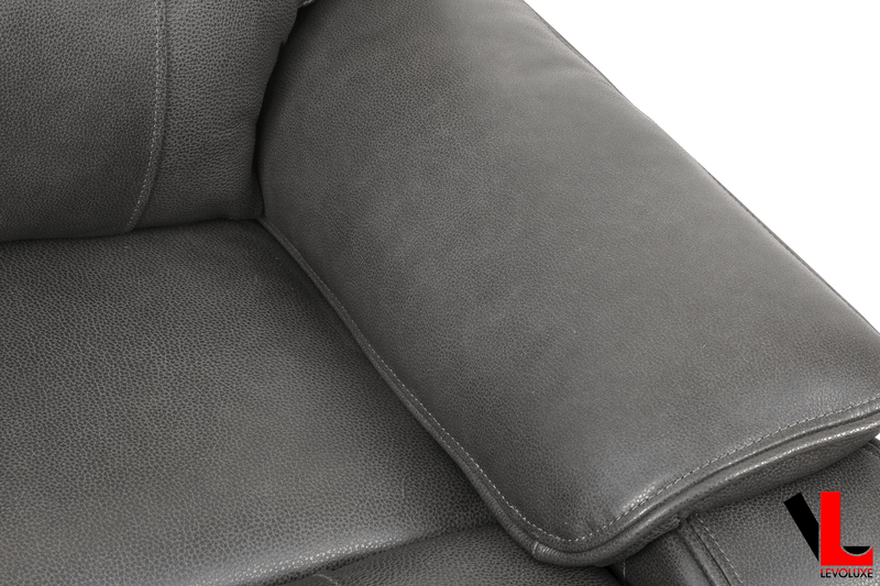 Levoluxe Sofa Brindle 83.5" Power Reclining 3 Seater Sofa in Charcoal Leather Match