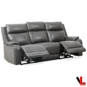 Levoluxe Sofa Brindle 83.5" Power Reclining 3 Seater Sofa in Charcoal Leather Match