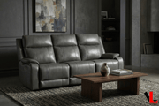Levoluxe Sofa Brindle 83.5" Power Reclining 3 Seater Sofa in Charcoal Leather Match