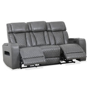Levoluxe Sofa Charcoal Colton 78" Leather Match Power Reclining 3 Seater Sofa with 2 Power Headrests, Cupholders, Storage and Drop Down Tray - Available in 2 Colours