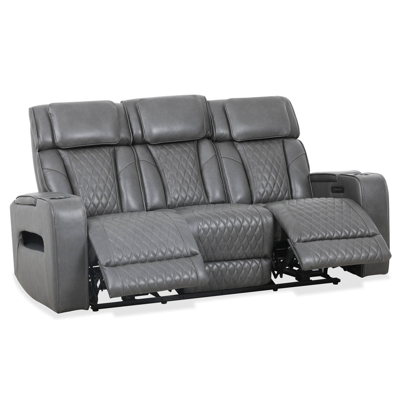 Levoluxe Sofa Charcoal Colton 78" Leather Match Power Reclining 3 Seater Sofa with 2 Power Headrests, Cupholders, Storage and Drop Down Tray - Available in 2 Colours