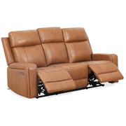 Levoluxe Sofa Cognac Cavron 78" Leather Match Power Reclining 3 Seater Sofa with Power Headrests - Available in 2 Colours