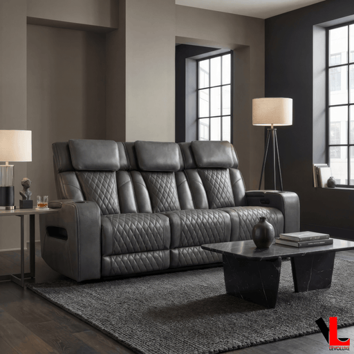 Levoluxe Sofa Colton 78" Leather Match Power Reclining 3 Seater Sofa with 2 Power Headrests, Cupholders, Storage and Drop Down Tray - Available in 2 Colours