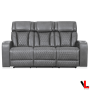 Levoluxe Sofa Colton 78" Leather Match Power Reclining 3 Seater Sofa with 2 Power Headrests, Cupholders, Storage and Drop Down Tray - Available in 2 Colours