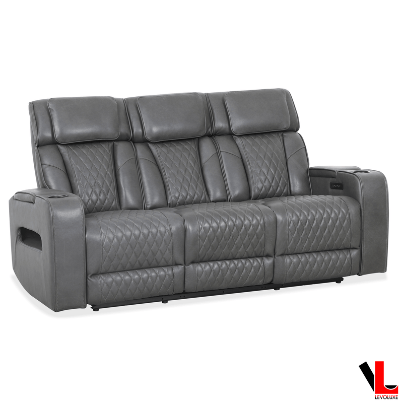 Levoluxe Sofa Colton 78" Leather Match Power Reclining 3 Seater Sofa with 2 Power Headrests, Cupholders, Storage and Drop Down Tray - Available in 2 Colours