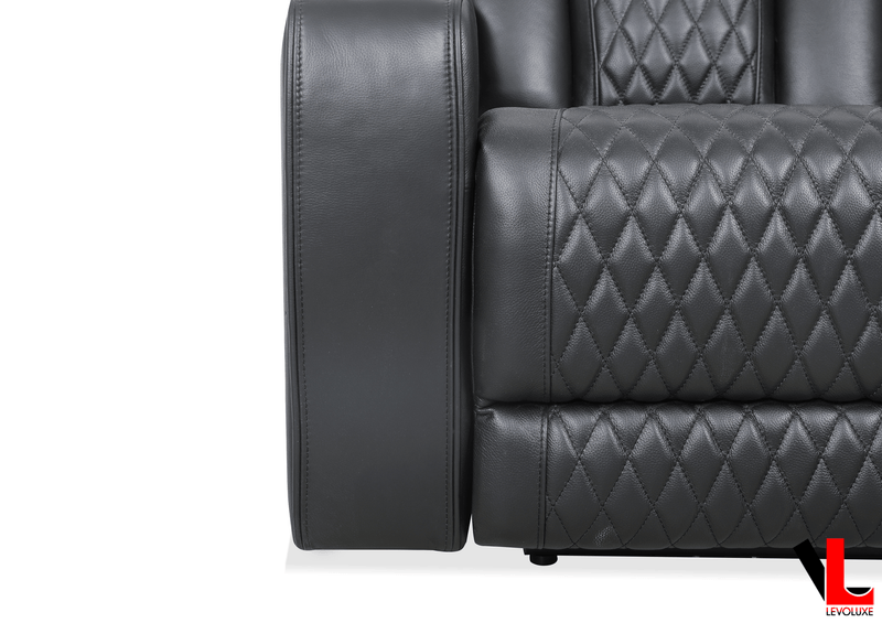 Levoluxe Sofa Colton 78" Power Reclining 3 Seater Sofa with 2 Power Headrests, Cupholders, Storage and Drop Down Tray in Black Leather Match
