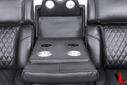 Levoluxe Sofa Colton 78" Power Reclining 3 Seater Sofa with 2 Power Headrests, Cupholders, Storage and Drop Down Tray in Black Leather Match