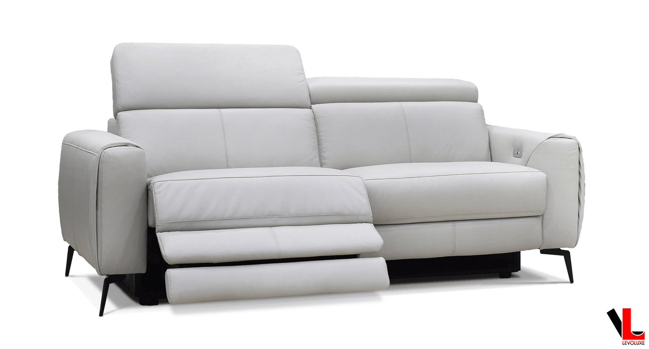 Levoluxe Sofa Lennox 81" Power Reclining Sofa with Adjustable Headrest in Light Grey Leather Match