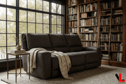 Levoluxe Sofa Odessa 92" Power Reclining 3 Seater Sofa with Power Headrests in Tex Grey Leather Match