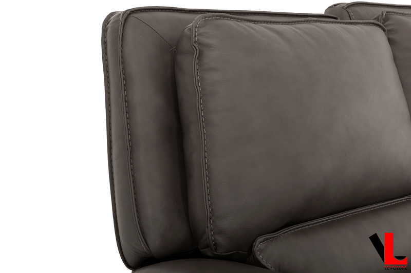 Levoluxe Sofa Odessa 92" Power Reclining 3 Seater Sofa with Power Headrests in Tex Grey Leather Match