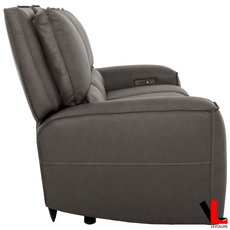 Levoluxe Sofa Odessa 92" Power Reclining 3 Seater Sofa with Power Headrests in Tex Grey Leather Match