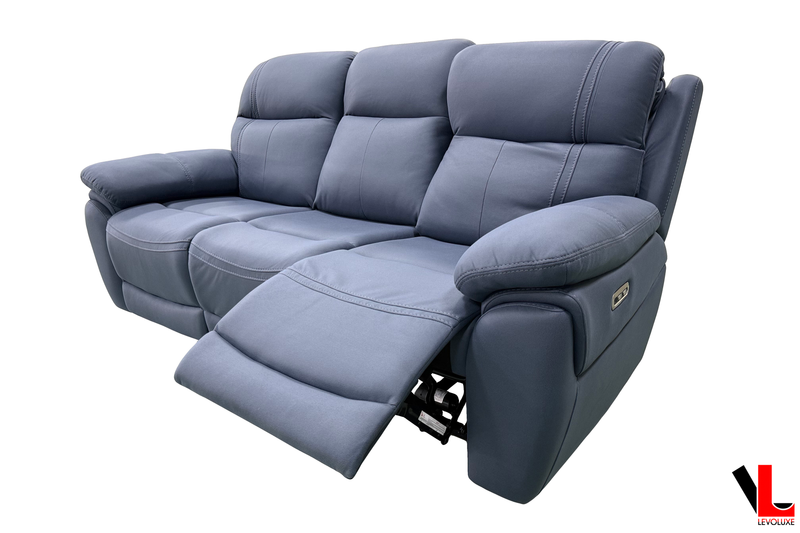 Levoluxe Sofa Regent 83" Jaxxon Blue Power Reclining 3 Seater Sofa with Power Headrests
