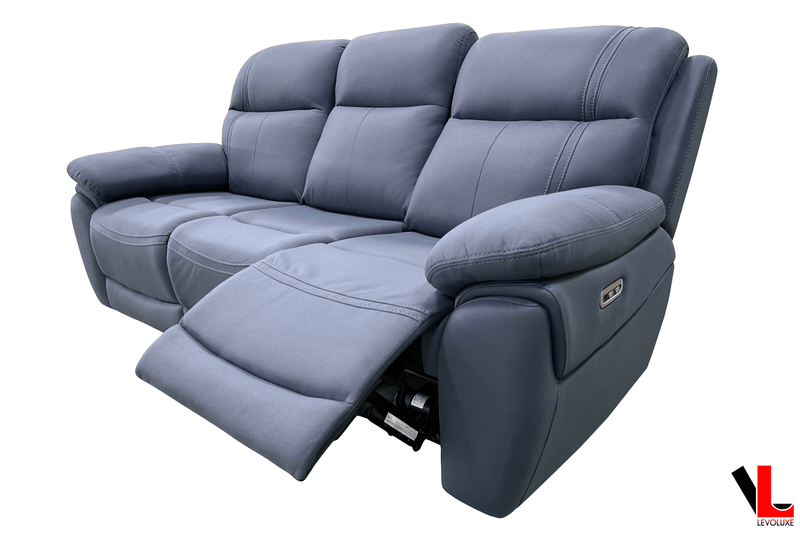 Levoluxe Sofa Regent 83" Jaxxon Blue Power Reclining 3 Seater Sofa with Power Headrests