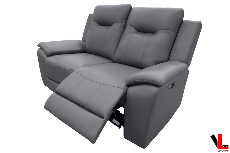 Levoluxe Sofa Set Avante 2 Piece Power Reclining Sofa and Loveseat in Jaxxon Steel