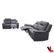 Levoluxe Sofa Set Avante 2 Piece Power Reclining Sofa and Loveseat in Jaxxon Steel