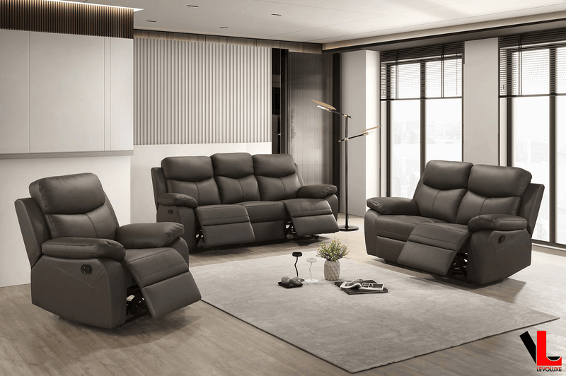 Levoluxe Sofa Set Aveon 3 Piece Pillow Top Arm Reclining Sofa, Loveseat and Chair Set in Leather Match - Available in 3 Colours