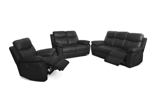 Levoluxe Sofa Set Black Aveon 3 Piece Pillow Top Arm Reclining Sofa, Loveseat and Chair Set in Leather Match - Available in 3 Colours