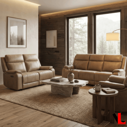 Levoluxe Sofa Set Brindle 2 Piece Leather Match Power Reclining Sofa and Loveseat Set - Available in 2 Colours