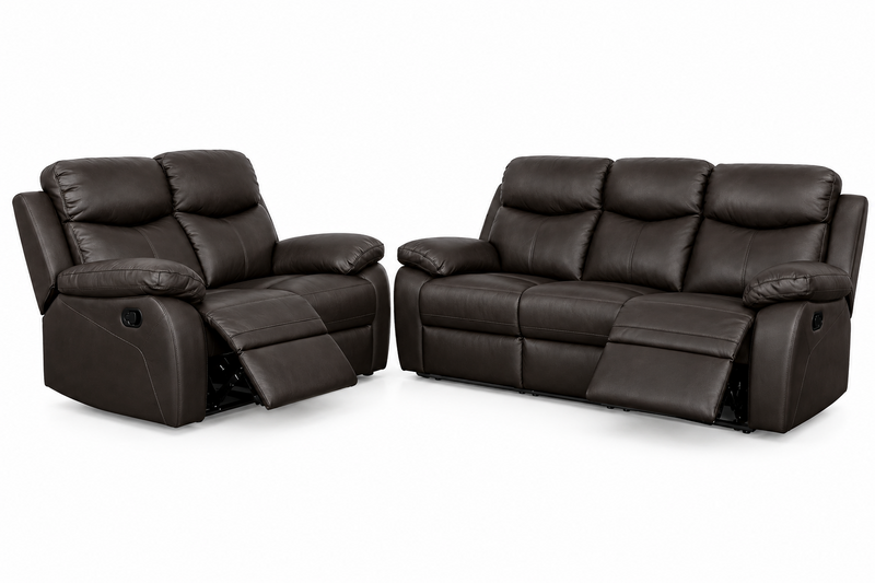 Aveon 2 Piece Pillow Top Arm Reclining Sofa and Loveseat Set in Leather Match - Available in 3 Colours