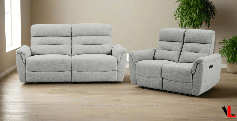 Levoluxe Sofa Set Cain 2 Piece Power Reclining Sofa and Loveseat Set in Weave Fabric - Available in 2 Colours