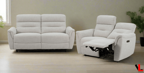 Levoluxe Sofa Set Cain 2 Piece Power Reclining Sofa and Loveseat Set in Weave Fabric - Available in 2 Colours