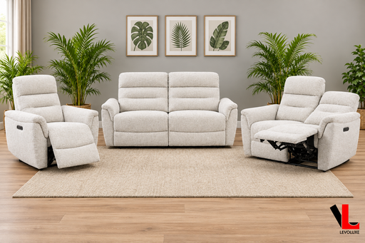 Levoluxe Cain 3 Piece Power Reclining Sofa, Loveseat and Chair Set in Weave Fabric, image 1