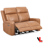Levoluxe Sofa Set Cavron 2 Piece Power Reclining Sofa and Loveseat Set with Power Headrests in Cognac Leather Match