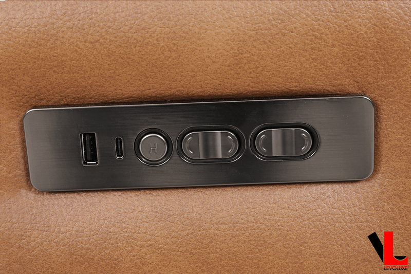 Levoluxe Sofa Set Cavron 2 Piece Power Reclining Sofa and Loveseat Set with Power Headrests in Cognac Leather Match