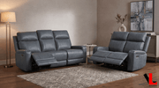 Levoluxe Sofa Set Cavron 2 Piece Power Reclining Sofa and Loveseat Set with Power Headrests in Leather Match - Available in 2 Colours