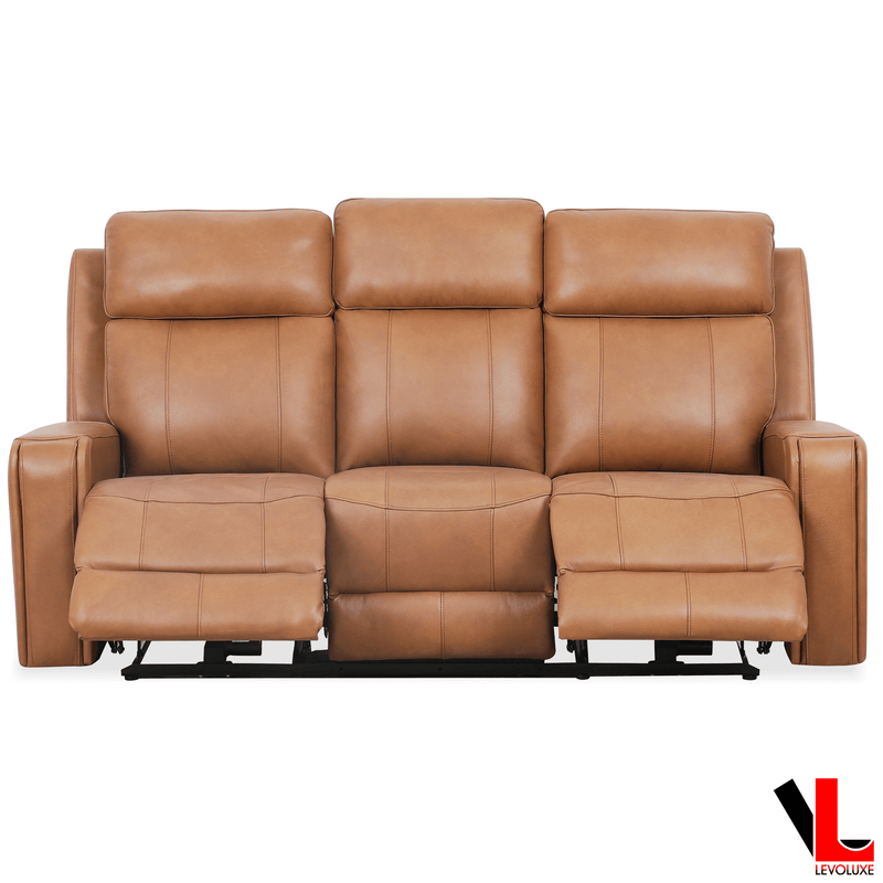 Levoluxe Sofa Set Cavron 3 Piece Power Reclining Sofa,  Loveseat and Chair Set with Power Headrests in Cognac Leather Match