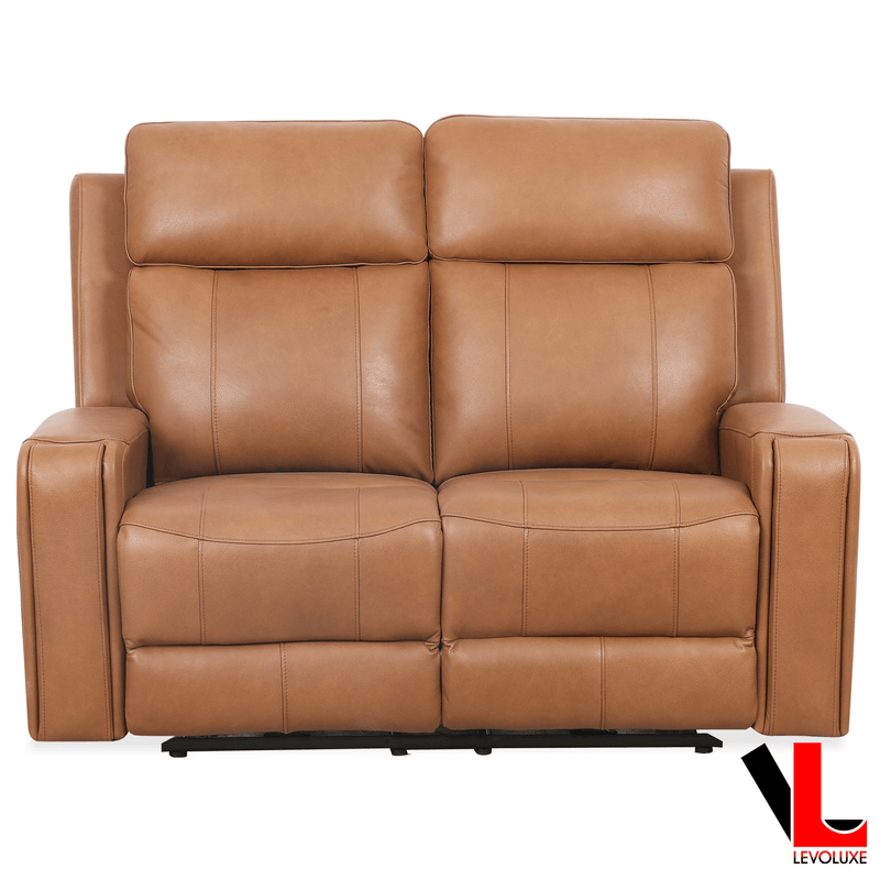Levoluxe Sofa Set Cavron 3 Piece Power Reclining Sofa,  Loveseat and Chair Set with Power Headrests in Cognac Leather Match