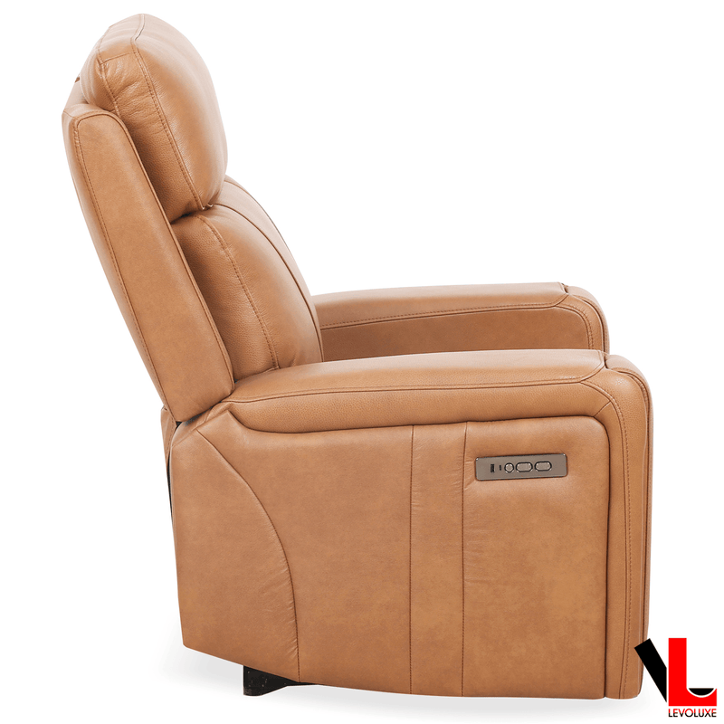 Levoluxe Sofa Set Cavron 3 Piece Power Reclining Sofa,  Loveseat and Chair Set with Power Headrests in Cognac Leather Match