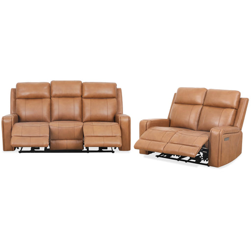 Levoluxe Sofa Set Cognac Cavron 2 Piece Power Reclining Sofa and Loveseat Set with Power Headrests in Leather Match - Available in 2 Colours