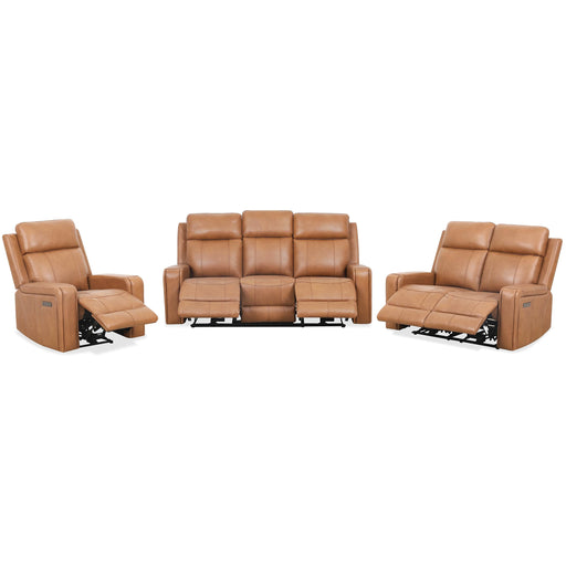 Levoluxe Sofa Set Cognac Cavron 3 Piece Power Reclining Sofa,  Loveseat and Chair Set with Power Headrests in Leather Match - Available in 2 Colours