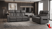Levoluxe Sofa Set Colton 2 Piece Power Reclining Sofa and Loveseat Set with Power Headrest, Cupholders and Storage in Leather Match