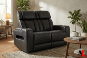 Levoluxe Sofa Set Colton 3 Piece Power Reclining Sofa, Loveseat and Chair Set with Power Headrest, Cupholders and Storage in Black Leather Match