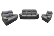 Levoluxe Sofa Set Grey Aveon 3 Piece Pillow Top Arm Reclining Sofa, Loveseat and Chair Set in Leather Match - Available in 3 Colours