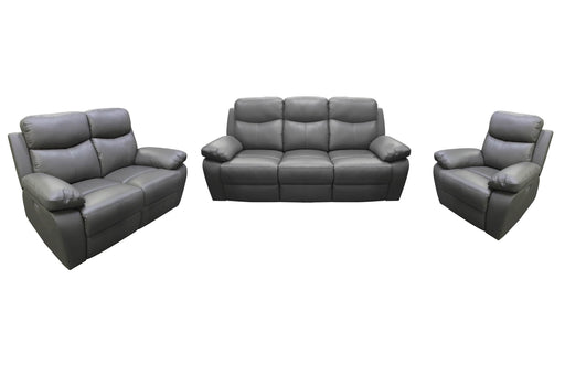 Levoluxe Sofa Set Grey Aveon 3 Piece Pillow Top Arm Reclining Sofa, Loveseat and Chair Set in Leather Match - Available in 3 Colours