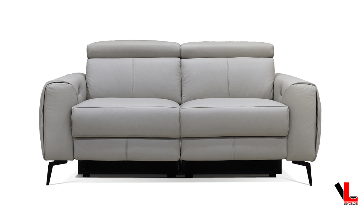 Levoluxe Sofa Set Lennox 2 Piece Power Reclining Sofa and Loveseat Set with Adjustable Headrests in Light Grey Leather Match