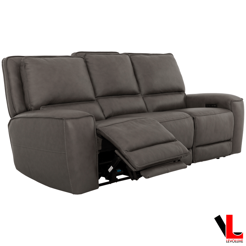 Levoluxe Sofa Set Odessa 2 Piece Power Reclining Sofa and Loveseat Set in Tex Grey Leather Match