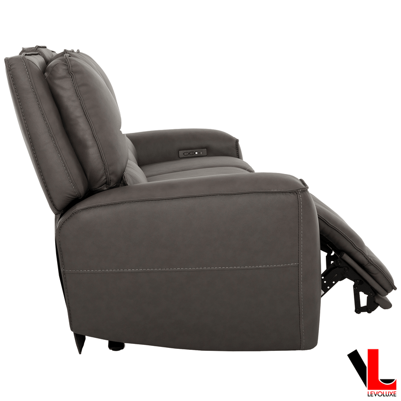 Levoluxe Sofa Set Odessa 2 Piece Power Reclining Sofa and Loveseat Set in Tex Grey Leather Match