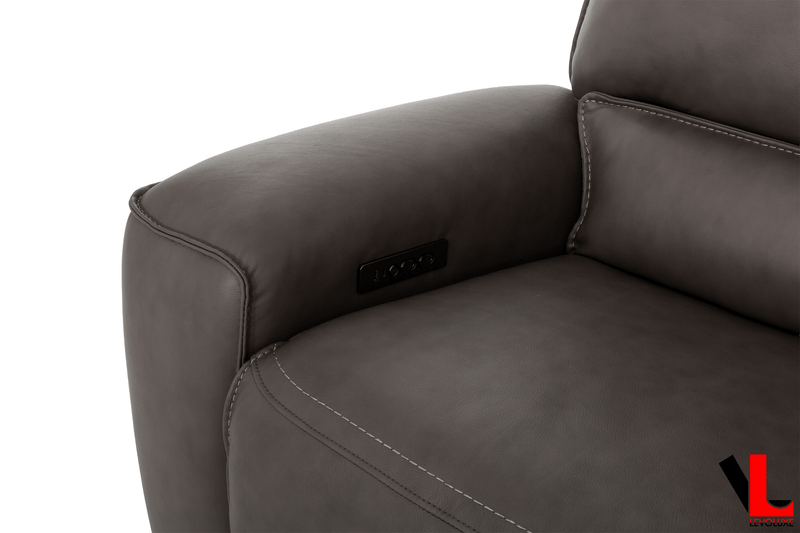 Levoluxe Sofa Set Odessa 2 Piece Power Reclining Sofa and Loveseat Set in Tex Grey Leather Match