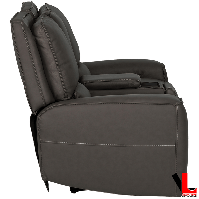 Levoluxe Sofa Set Odessa 2 Piece Power Reclining Sofa and Loveseat Set in Tex Grey Leather Match