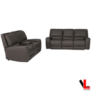 Levoluxe Sofa Set Odessa 2 Piece Power Reclining Sofa and Loveseat Set in Tex Grey Leather Match