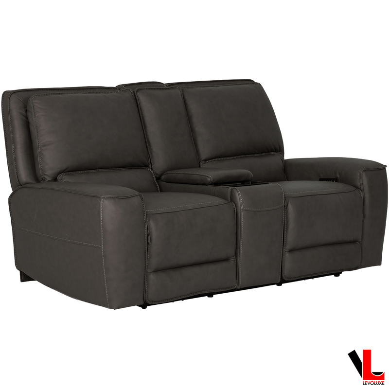 Levoluxe Sofa Set Odessa 2 Piece Power Reclining Sofa and Loveseat Set in Tex Grey Leather Match
