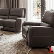 Levoluxe Sofa Set Odessa 3 Piece Power Reclining Sofa, Loveseat and Chair Set in Tex Grey Leather Match