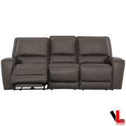 Levoluxe Sofa Set Odessa 3 Piece Power Reclining Sofa, Loveseat and Chair Set in Tex Grey Leather Match